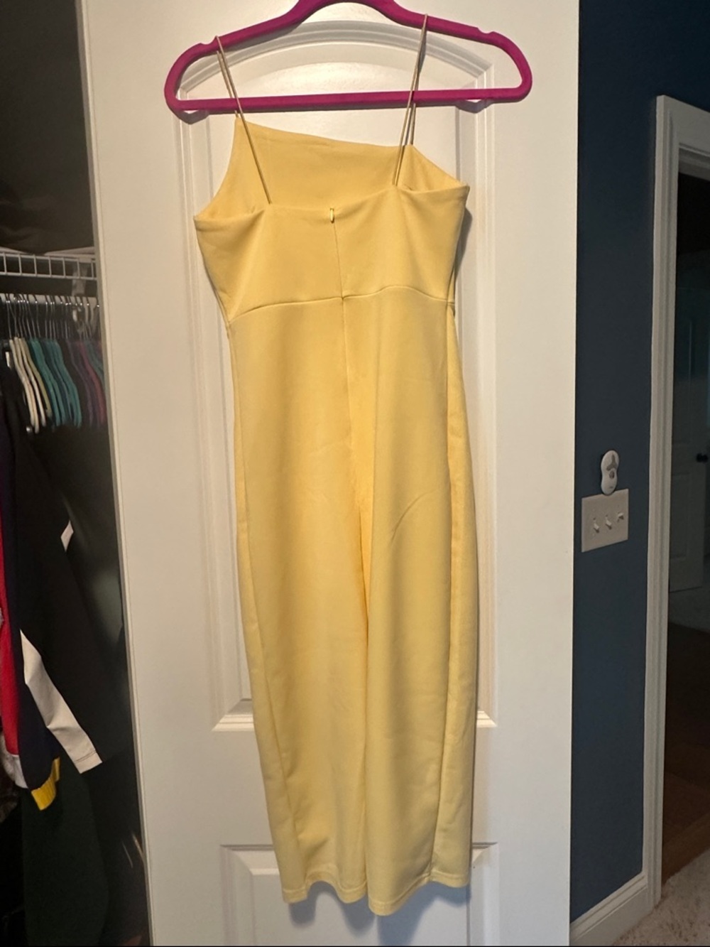 Yellow Midi Slip Dress with Thin Straps - Picture 3 of 3